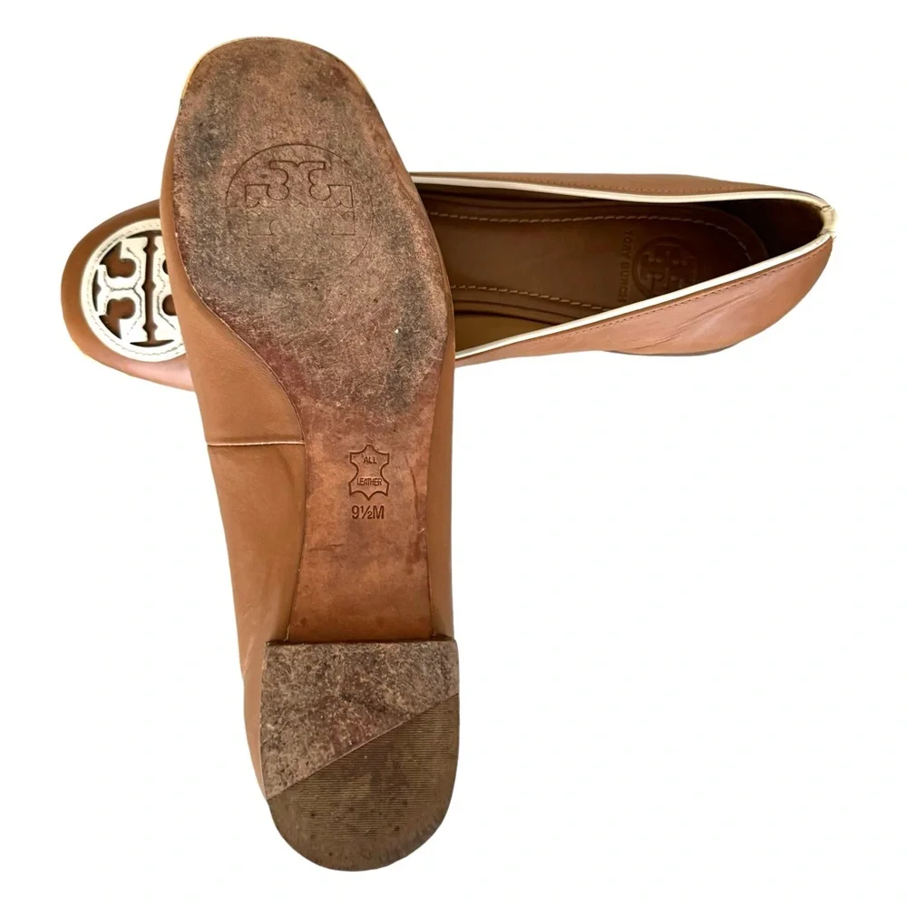 Tory Burch Chelsea Flats Leather Interlocking Double T Logo Ballet Flat Shoes